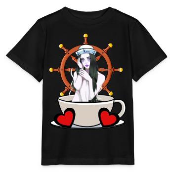 Maritim Steuerrad Steuermann Seefahrt Matrose Moin - Stanley/Stella Kinder T-Shirt MINI CREATOR  - Schwarz - Vorne - Mikhail (115cm)