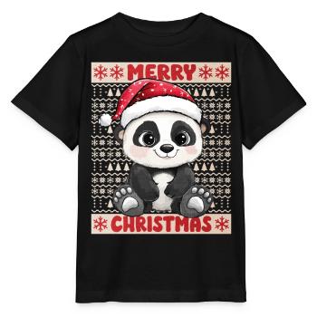 Panda Bear Christmas Cute Cute Christmassy - Stanley/Stella MINI CREATOR Kids’ T-Shirt - black - Front - Mikhail (115cm)