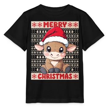 Bull Bull Christmas Cute Cute Christmassy - Stanley/Stella MINI CREATOR Kids’ T-Shirt - black - Front - Mikhail (115cm)