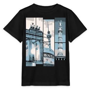 Berlin Skyline City Allemagne Collage Vintage - T-shirt bio MINI CREATOR Stanley/Stella Enfant - noir - Devant - Mikhail (115cm)
