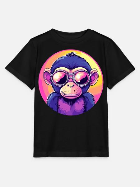 Neon Affe mit Sonnenbrille - Stanley/Stella Kinder T-Shirt MINI CREATOR - Schwarz