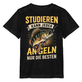 Pêcher au lieu d’étudier – Drôle de dicton - T-shirt bio MINI CREATOR Stanley/Stella Enfant - noir - Devant - Mikhail (115cm)