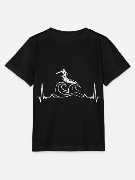 Cool art of surfing wave heartbeat for - Stanley/Stella MINI CREATOR Kids’ T-Shirt - black