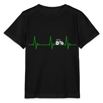 Herzschlag Traktor Landwirtschaft - Stanley/Stella Kinder T-Shirt MINI CREATOR  - Schwarz - Vorne - Mikhail (115cm)