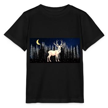 Wildnis Rotwild Wildtiere Wald Schweden Schnee - Stanley/Stella Kinder T-Shirt MINI CREATOR  - Schwarz - Vorne - Mikhail (115cm)