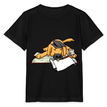 Hund Student Studium Uni Universität Gelehrter Abi - Stanley/Stella Kinder T-Shirt MINI CREATOR  - Schwarz - Vorne - Mikhail (115cm)
