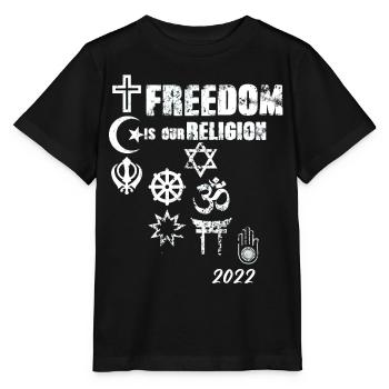 freedom,religion,freedom is our religion,symbols - Stanley/Stella MINI CREATOR Kids’ T-Shirt - black - Front - Mikhail (115cm)