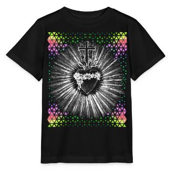 Christian, Jesus Christ, Bleeding Heart - Stanley/Stella MINI CREATOR Kids’ T-Shirt - black - Front - Mikhail (115cm)