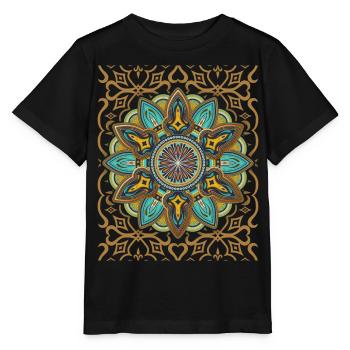 Mandala-Design, 3d-Mandala, Vintage-Arabesque - Stanley/Stella Kinder T-Shirt MINI CREATOR  - Schwarz - Vorne - Mikhail (115cm)