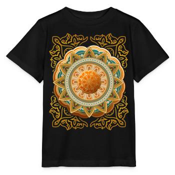 Gold-Mandala, 3d-Mandala, Vintage-Arabesque - Stanley/Stella Kinder T-Shirt MINI CREATOR  - Schwarz - Vorne - Mikhail (115cm)