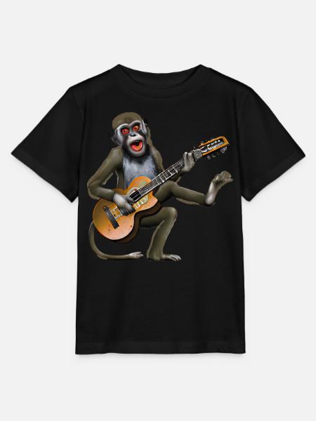 Gitarren-Affe - Stanley/Stella Kinder T-Shirt MINI CREATOR - Schwarz