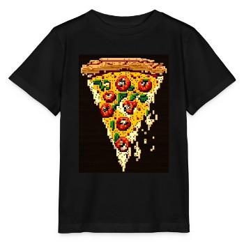 Pizza 8 bits, Pixel Art - T-shirt bio MINI CREATOR Stanley/Stella Enfant - noir - Devant - Mikhail (115cm)