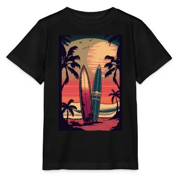 Retro Style Surfing - Stanley/Stella MINI CREATOR Kids’ T-Shirt - black - Front - Mikhail (115cm)