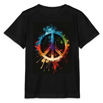 Symbole coloré de la paix - T-shirt bio MINI CREATOR Stanley/Stella Enfant - noir - Devant - Mikhail (115cm)