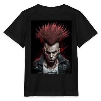 Cooler Punk mit roten Haaren - Stanley/Stella Kinder T-Shirt MINI CREATOR  - Schwarz - Vorne - Mikhail (115cm)