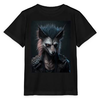 Rebel Punk Wulf - Stanley/Stella Kinder T-Shirt MINI CREATOR  - Schwarz - Vorne - Mikhail (115cm)