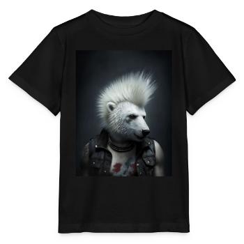 Cooler Punk Eisbär - Stanley/Stella Kinder T-Shirt MINI CREATOR  - Schwarz - Vorne - Mikhail (115cm)