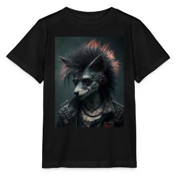 Cooler Punk Wulf - Stanley/Stella Kinder T-Shirt MINI CREATOR  - Schwarz - Vorne - Mikhail (115cm)
