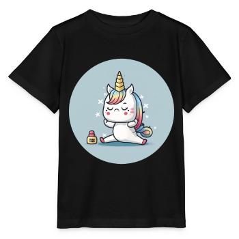 Adorable Yoga Unicorn - Stanley/Stella MINI CREATOR Kids’ T-Shirt - black - Front - Mikhail (115cm)