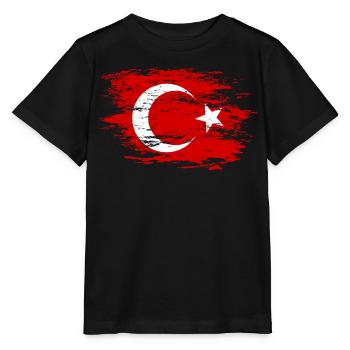 Turkey flag used - Stanley/Stella MINI CREATOR Kids’ T-Shirt - black - Front - Mikhail (115cm)