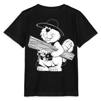 Caricature de charpentier - T-shirt bio MINI CREATOR Stanley/Stella Enfant - noir - Devant - Mikhail (115cm)