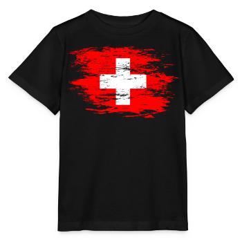 Schweiz Flagge used - Stanley/Stella Kinder T-Shirt MINI CREATOR  - Schwarz - Vorne - Mikhail (115cm)