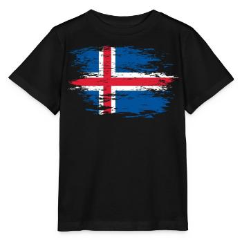 Island Flagge used - Stanley/Stella Kinder T-Shirt MINI CREATOR  - Schwarz - Vorne - Mikhail (115cm)