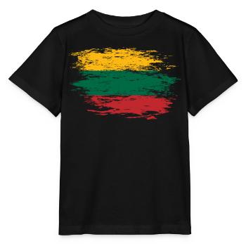 Litauen Flagge used - Stanley/Stella Kinder T-Shirt MINI CREATOR  - Schwarz - Vorne - Mikhail (115cm)