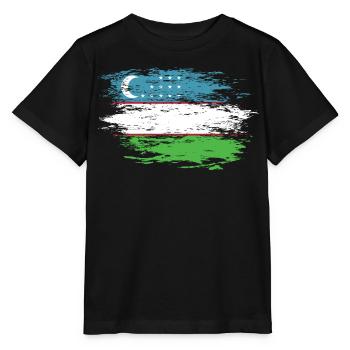 Uzbekistan Flagge used - Stanley/Stella Kinder T-Shirt MINI CREATOR  - Schwarz - Vorne - Mikhail (115cm)
