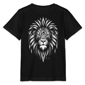 Schwarz-weißes Löwensymbol - Stanley/Stella Kinder T-Shirt MINI CREATOR  - Schwarz - Vorne - Mikhail (115cm)