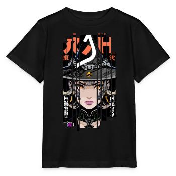 Halloween Frau Geometrischer Effekt Orange Hexe - Stanley/Stella Kinder T-Shirt MINI CREATOR  - Schwarz - Vorne - Mikhail (115cm)