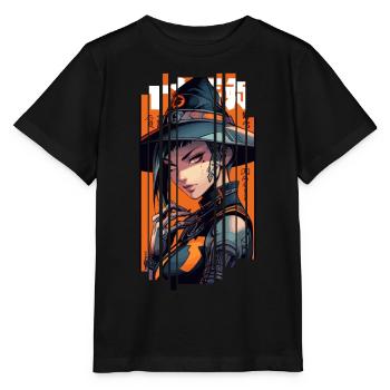 Orange Geometrische Hexe - Stanley/Stella Kinder T-Shirt MINI CREATOR  - Schwarz - Vorne - Mikhail (115cm)