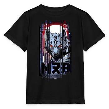 Loup argent cyborg Géométrique - T-shirt bio MINI CREATOR Stanley/Stella Enfant - noir - Devant - Mikhail (115cm)