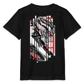 Warrior cyberpunk Géométrique rouge blanc japan - T-shirt bio MINI CREATOR Stanley/Stella Enfant - noir - Devant - Mikhail (115cm)