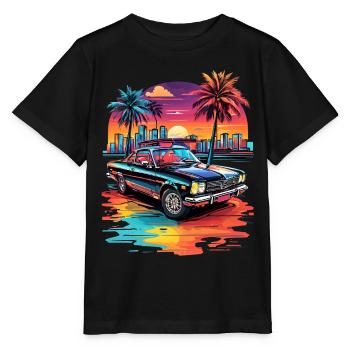 Retro Car Cruiser at Sunset - Stanley/Stella MINI CREATOR Kids’ T-Shirt - black - Front - Mikhail (115cm)