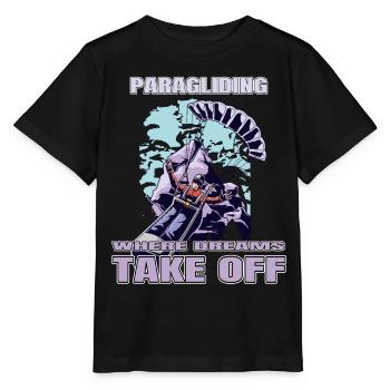 Parapente : là où les rêves s’envolent - T-shirt bio MINI CREATOR Stanley/Stella Enfant - noir - Devant - Mikhail (115cm)