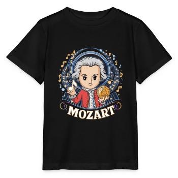 Mozart – Un design amusant pour les mélomanes - T-shirt bio MINI CREATOR Stanley/Stella Enfant - noir - Devant - Mikhail (115cm)