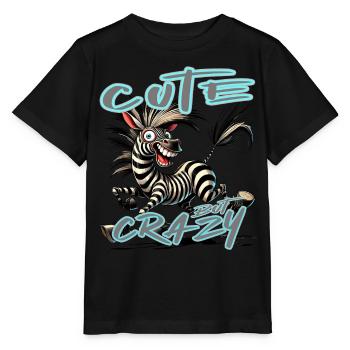 Mignon mais fou zèbre style bande dessinée Motif drôle - T-shirt bio MINI CREATOR Stanley/Stella Enfant - noir - Devant - Mikhail (115cm)