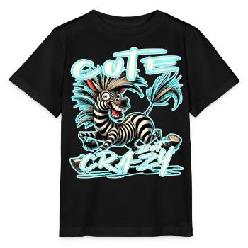 Mignon mais fou zèbre style bande dessinée Motif drôle - T-shirt bio MINI CREATOR Stanley/Stella Enfant - noir - Devant - Mikhail (115cm)