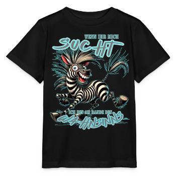 Zebra Wenn ihr mich sucht Wahnsinn - Stanley/Stella Kinder T-Shirt MINI CREATOR  - Schwarz - Vorne - Mikhail (115cm)