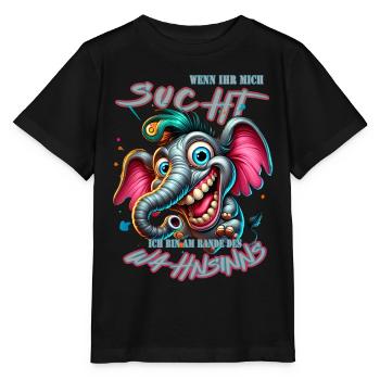 Wenn ihr mich sucht ich bin am Rande des Wahnsinns - Stanley/Stella Kinder T-Shirt MINI CREATOR  - Schwarz - Vorne - Mikhail (115cm)