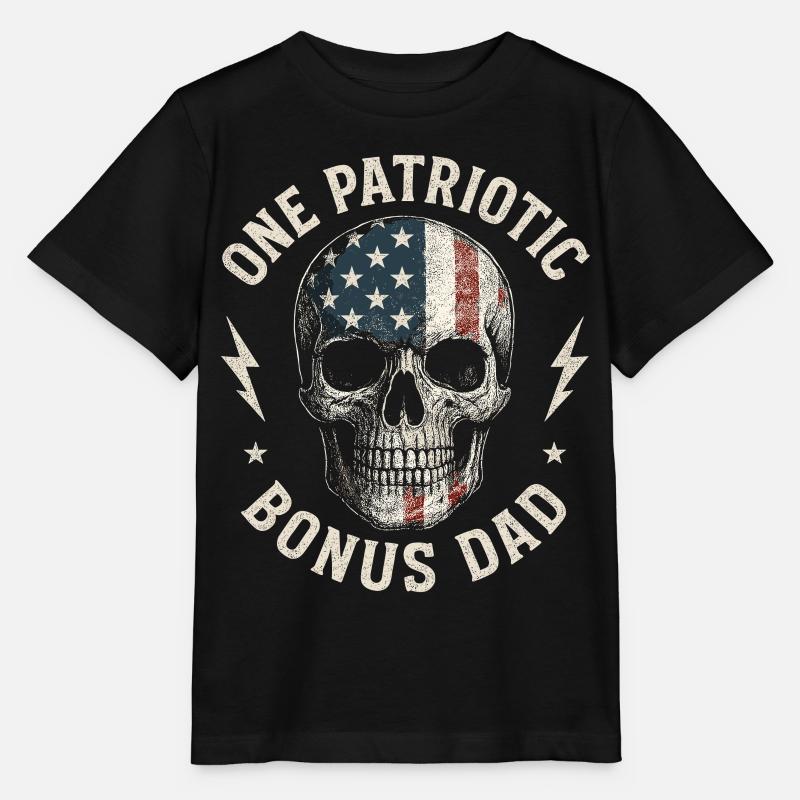Papa bonus avec drapeau tête de mort - T-shirt bio MINI CREATOR Stanley/Stella Enfant - noir
