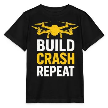 Build Crash Repeat – Drohnenpilot Spruch - Stanley/Stella Kinder T-Shirt MINI CREATOR  - Schwarz - Vorne - Mikhail (115cm)