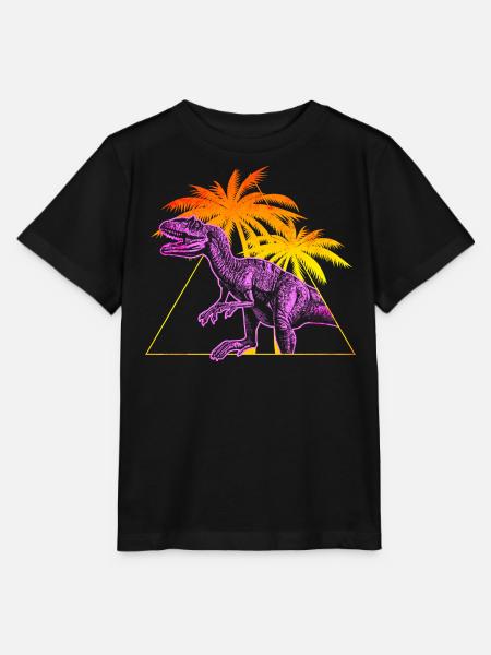 Vaporwave Allosaurus Dinosaurier - Stanley/Stella Kinder T-Shirt MINI CREATOR  - Schwarz
