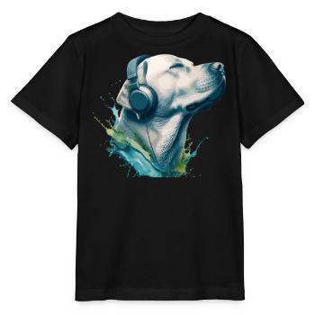 Labrador Retriever Dog Music Headphones Labbi Wau - Stanley/Stella MINI CREATOR Kids’ T-Shirt - black - Front - Mikhail (115cm)
