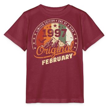 Geboren im Februar 1997 Retro Februar 1997 Geburtstag - Stanley/Stella Kinder T-Shirt MINI CREATOR  - Burgunderrot - Vorne - Kain (125cm)