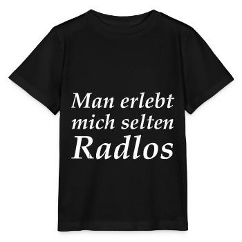 Man erlebt mich selten Radlos - Stanley/Stella Kinder T-Shirt MINI CREATOR  - Schwarz - Vorne - Mikhail (115cm)