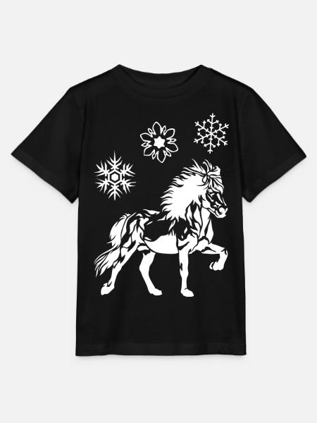 Edles Islandpferd Tölt Eiskristalle Damen Mädchen - Stanley/Stella Kinder T-Shirt MINI CREATOR - Schwarz
