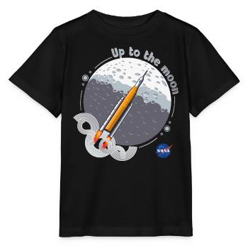 NASA Raketen-Design Up To The Moon - Stanley/Stella Kinder T-Shirt MINI CREATOR  - Schwarz - Vorne - Mikhail (115cm)