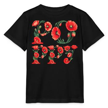 Sommerwort Mohnblume für Frauen - Stanley/Stella Kinder T-Shirt MINI CREATOR  - Schwarz - Vorne - Mikhail (115cm)